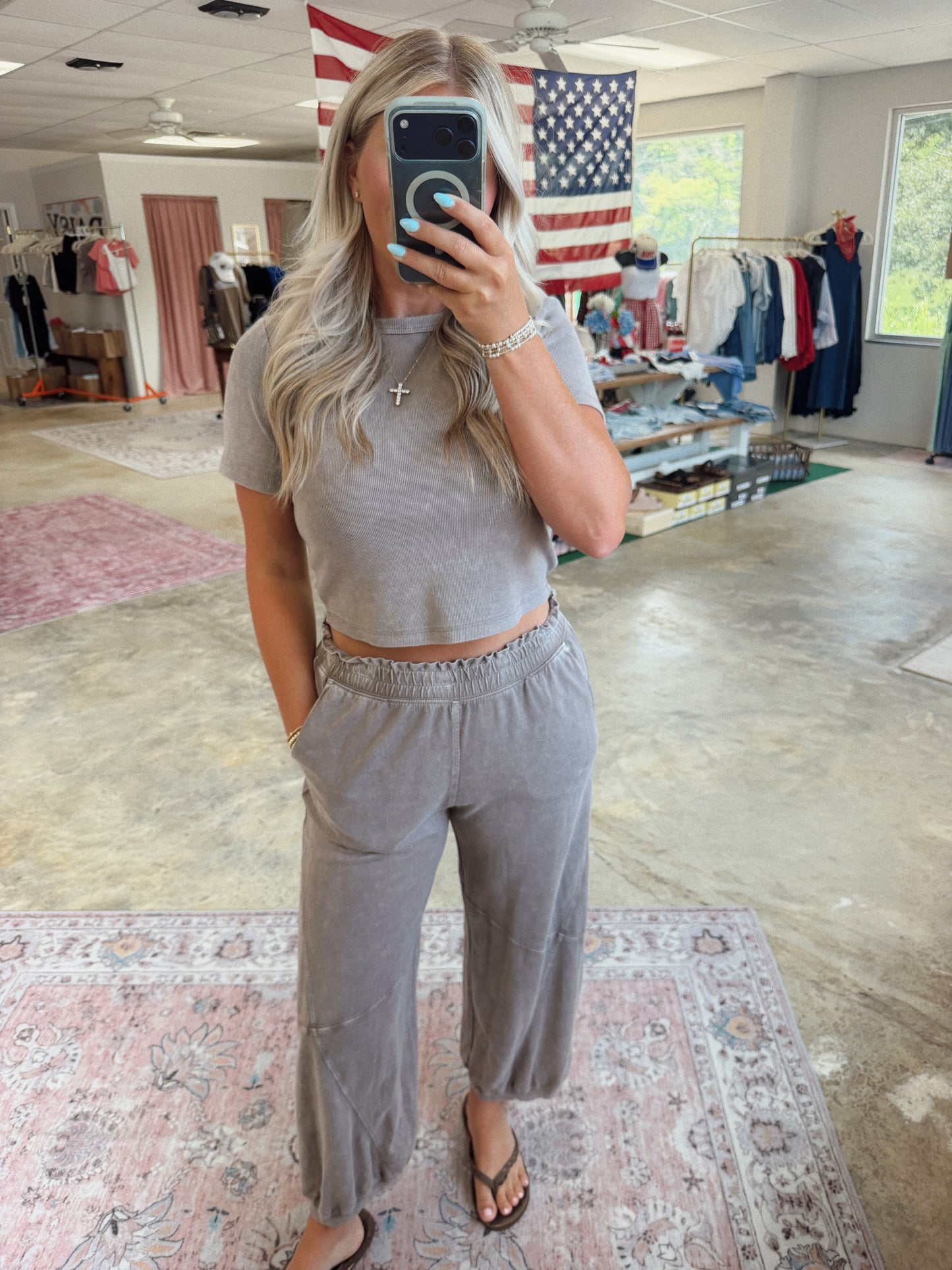 MINERAL WASHED TERRY BUTTER JOGGER PANTS