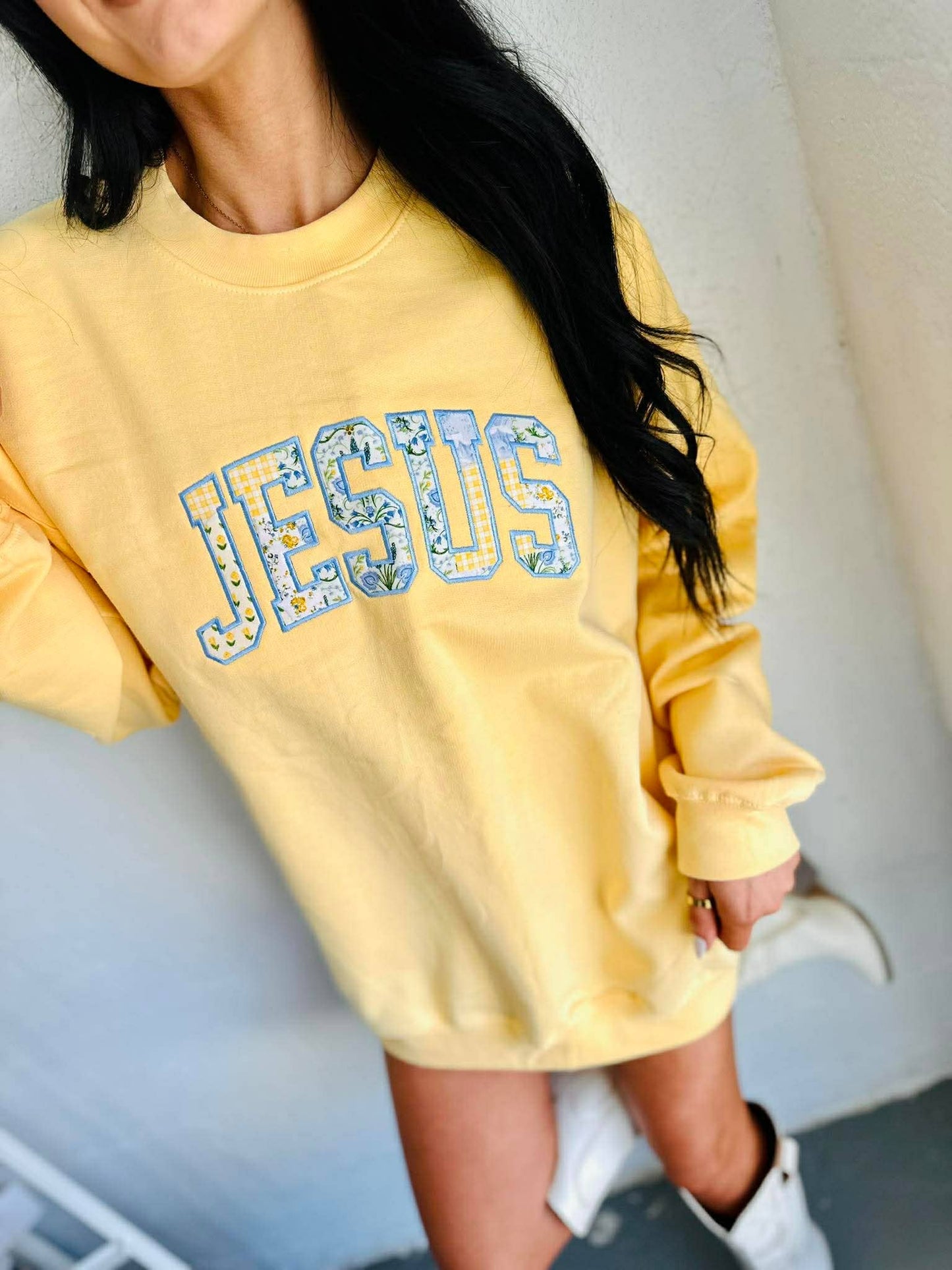 Jesus Applique Patch Work Sweatshirt