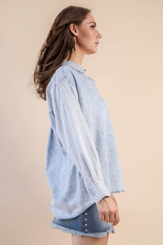Mineral Washed Denim Top LT INDIGO