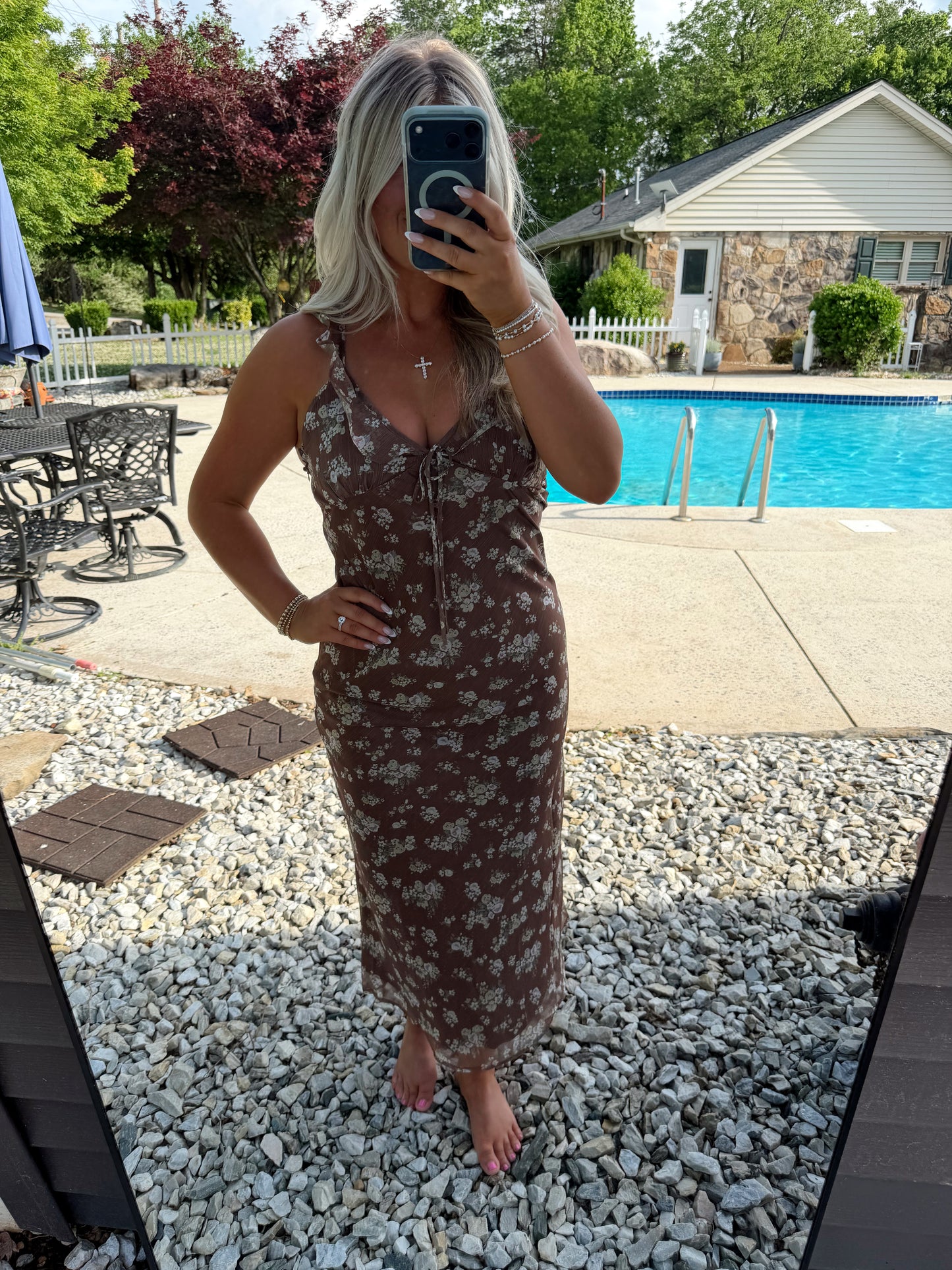 Cocoa Bloom Midi Dress