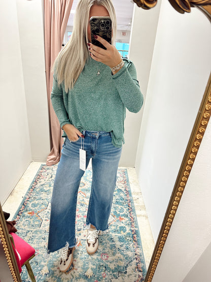 High Rise Crop Wide Leg Jeans