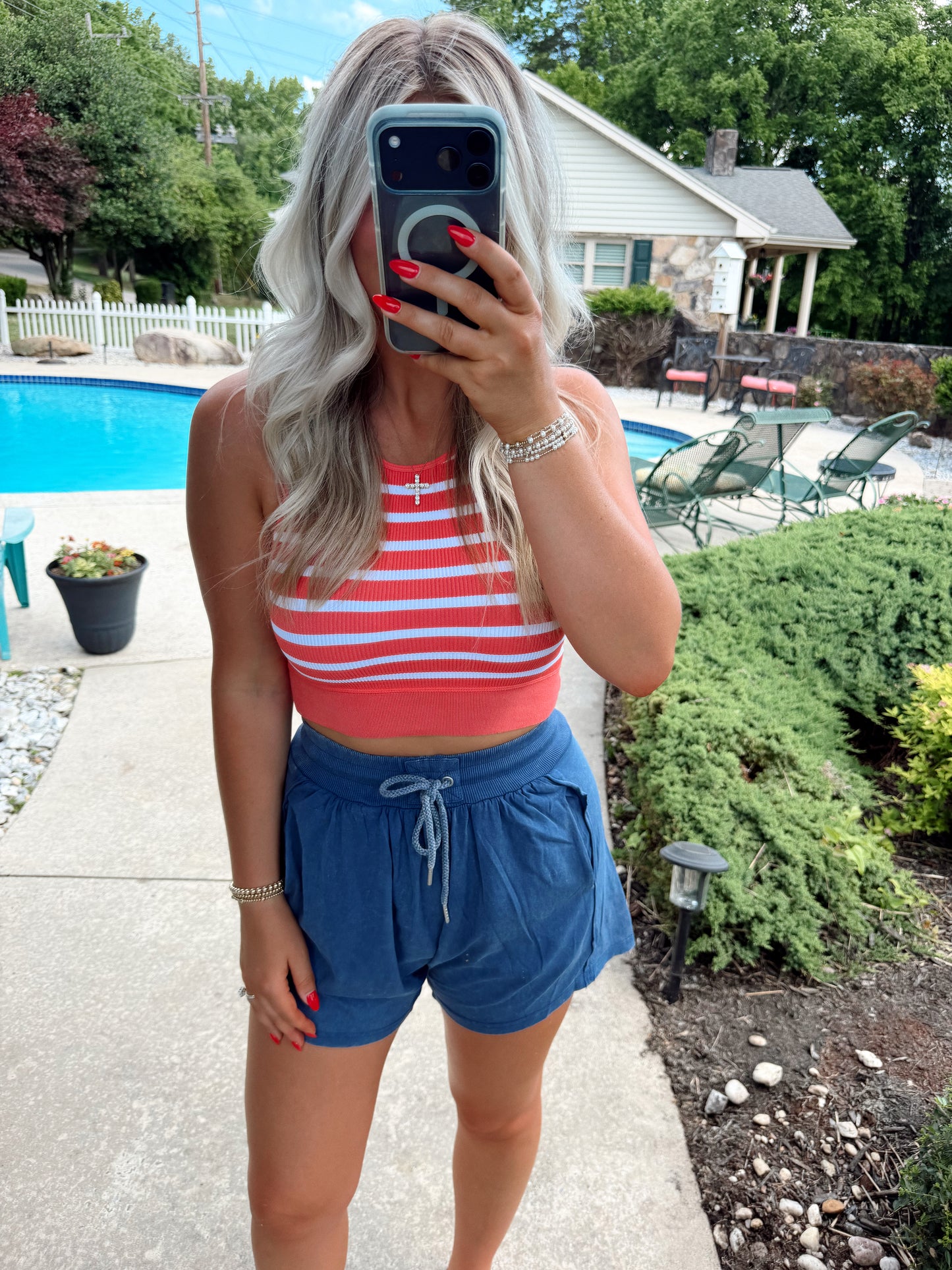 Seamless Ribbed Striped Racerback