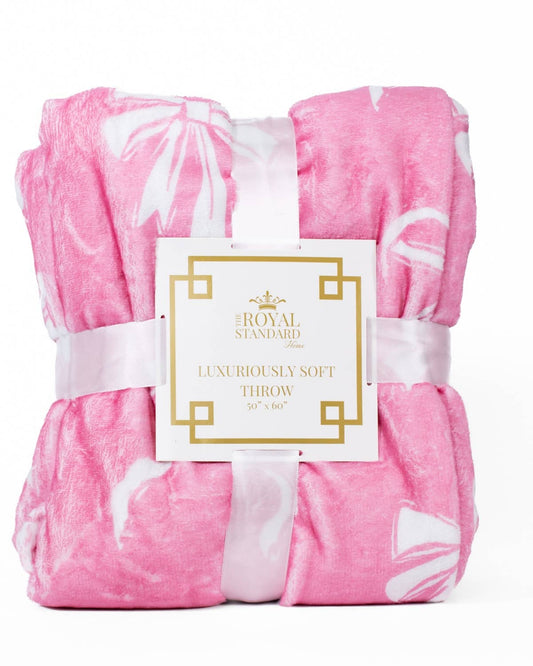 Pink Bow Throw Blanket