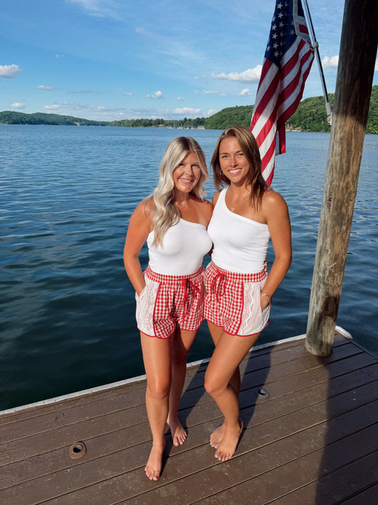 Gingham Lace Shorts