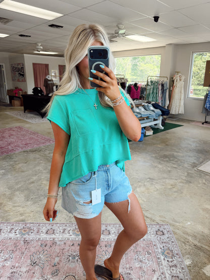 Plus Aqua Waffle Top