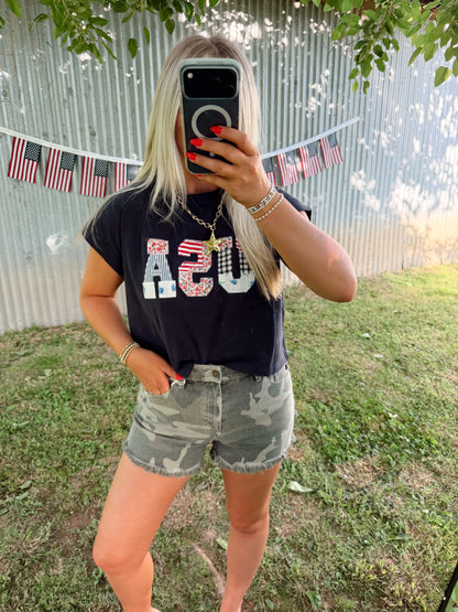 USA FLORAL PATCHWORK SHIRT