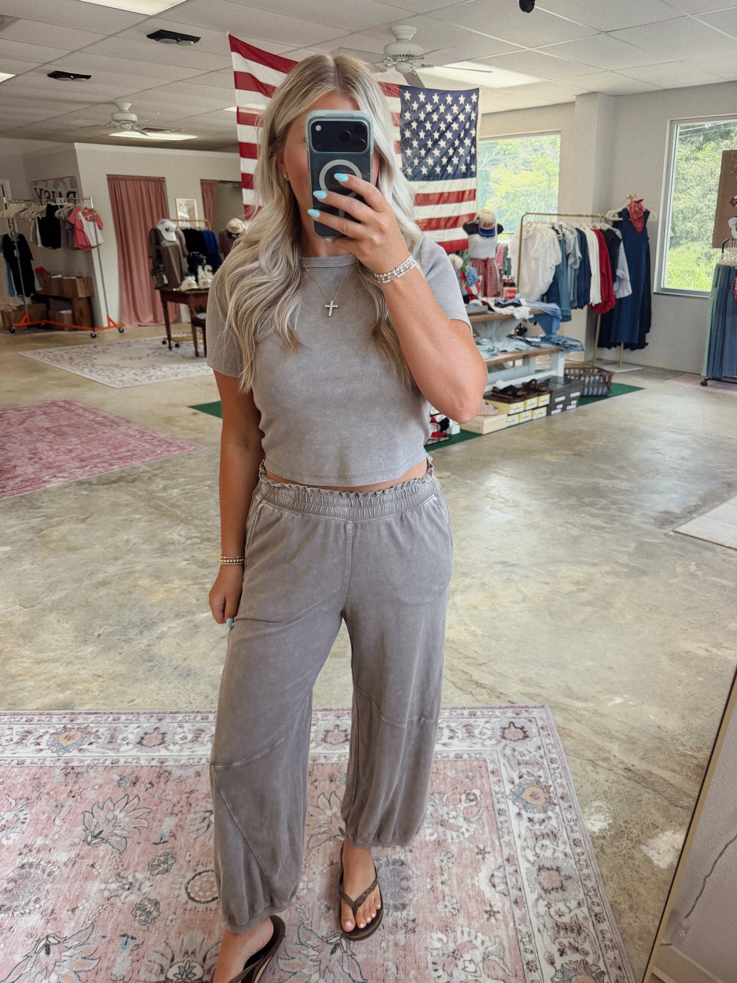 MINERAL WASHED TERRY BUTTER JOGGER PANTS