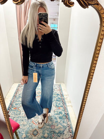 High Rise Crop Wide Leg Jeans