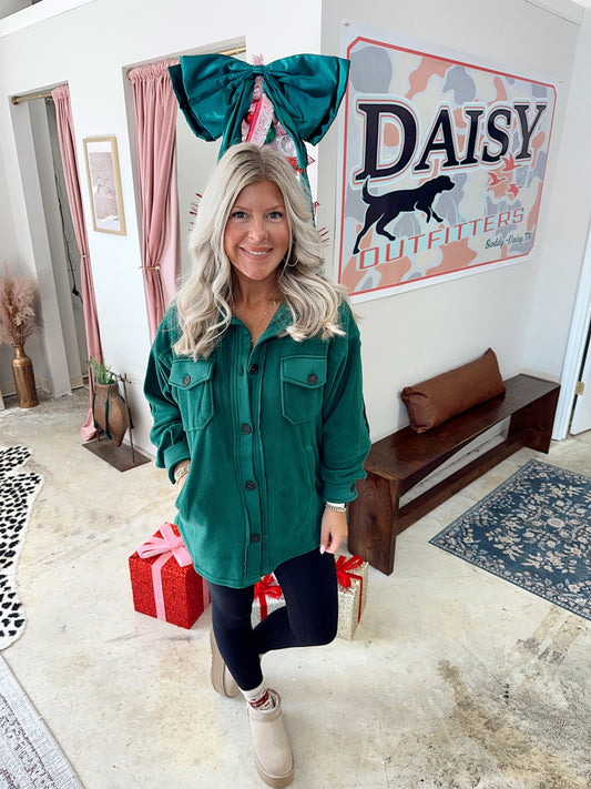 Hunter Green Fleece Shacket