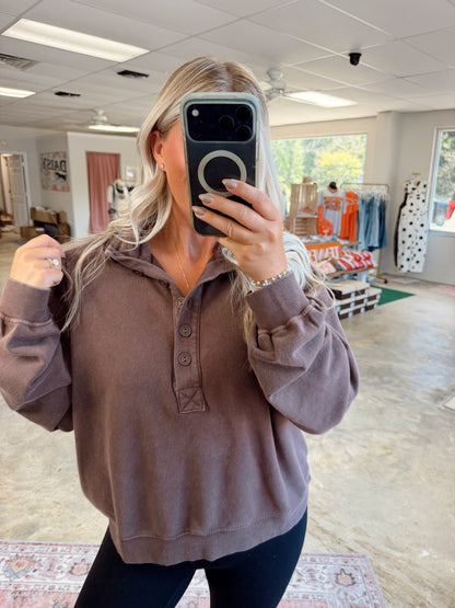 Mineral Wash Button Front Sweatshirt