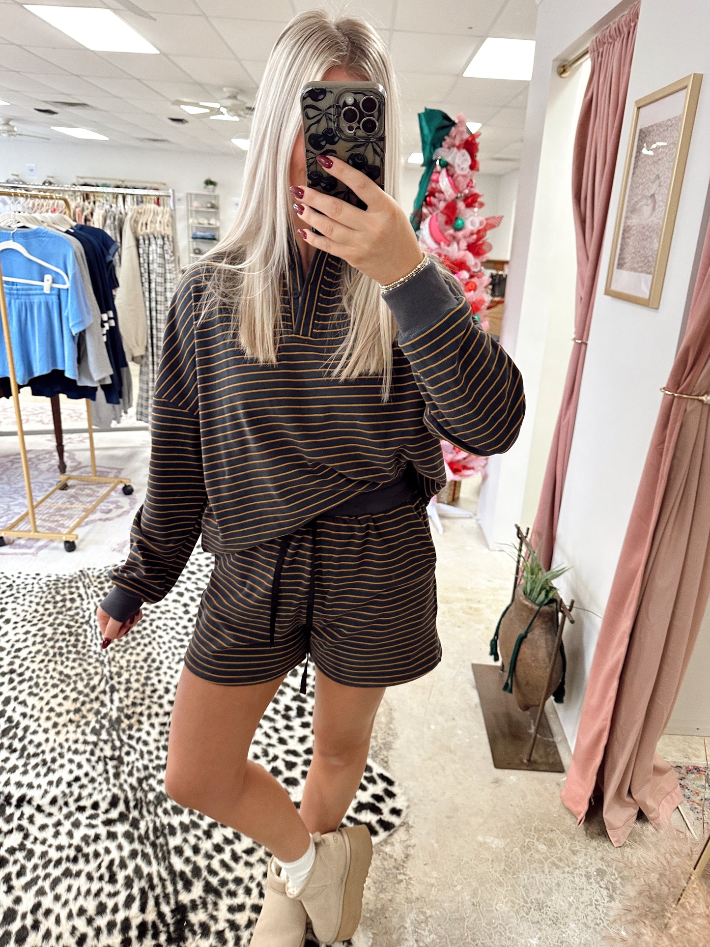 Soft Brushed Pin Striped Set