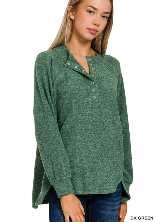 Fleece Henley Button Sweater