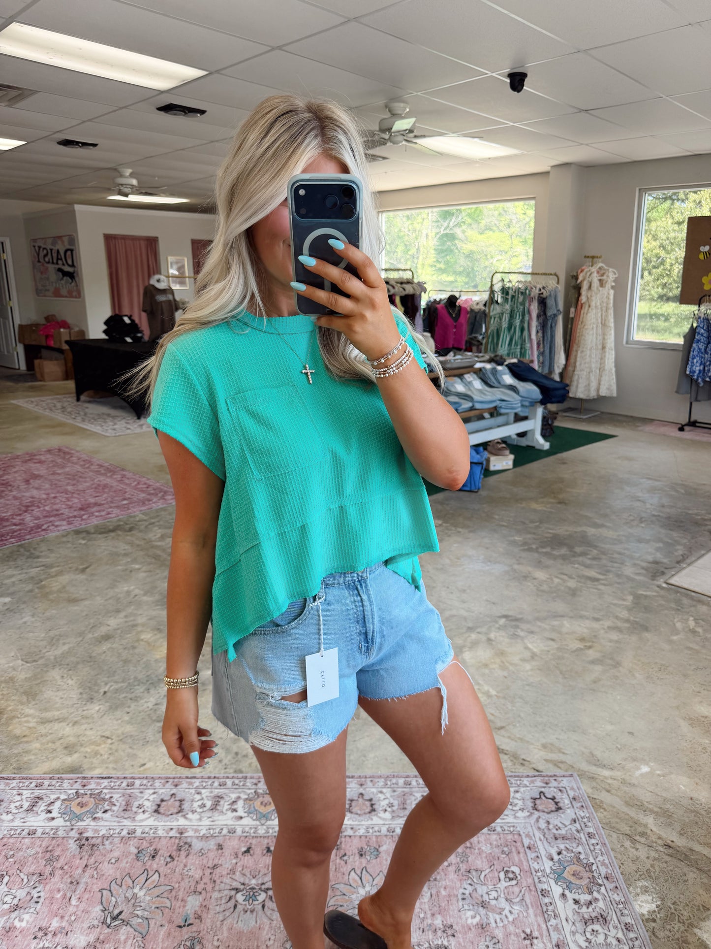 Plus Aqua Waffle Top