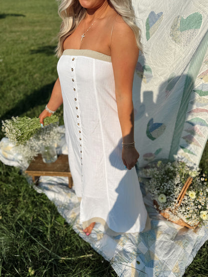 Country Linen Button Maxi