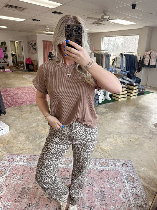 Leopard Super High Rise Dad Jean