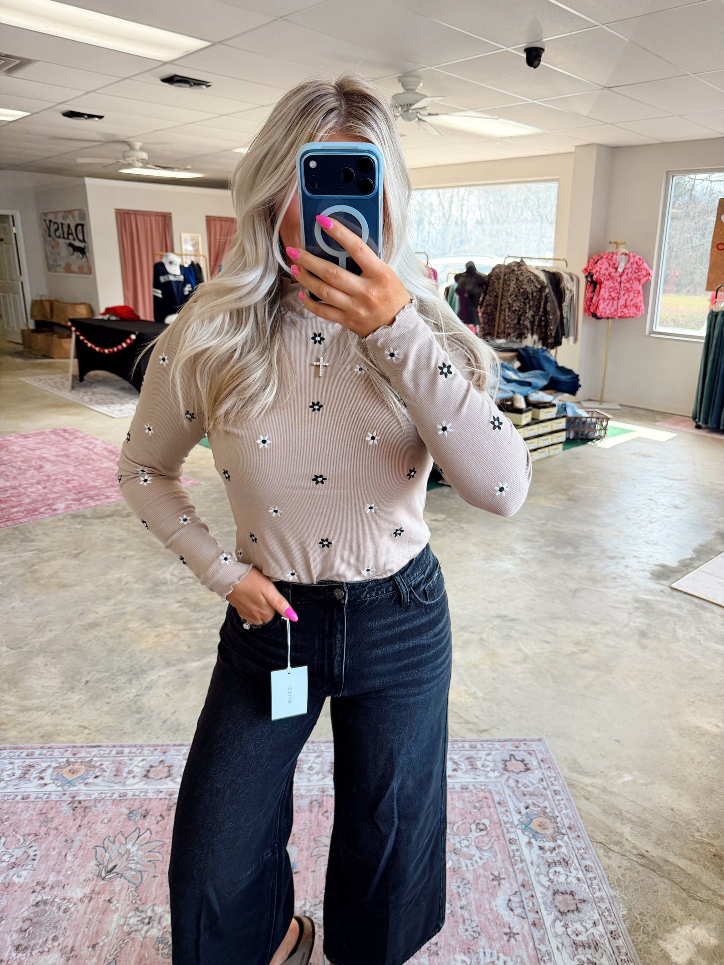 Daisy Drift Floral Embroidered Top