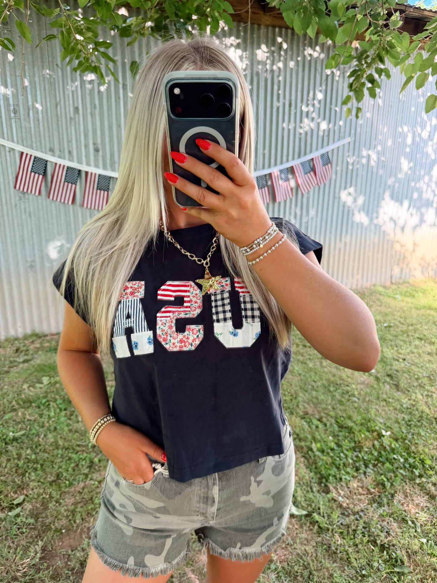 USA FLORAL PATCHWORK SHIRT