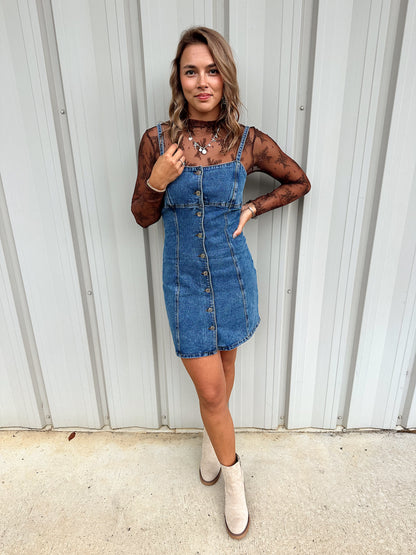 DENIM BUTTON DOWN MINI DRESS