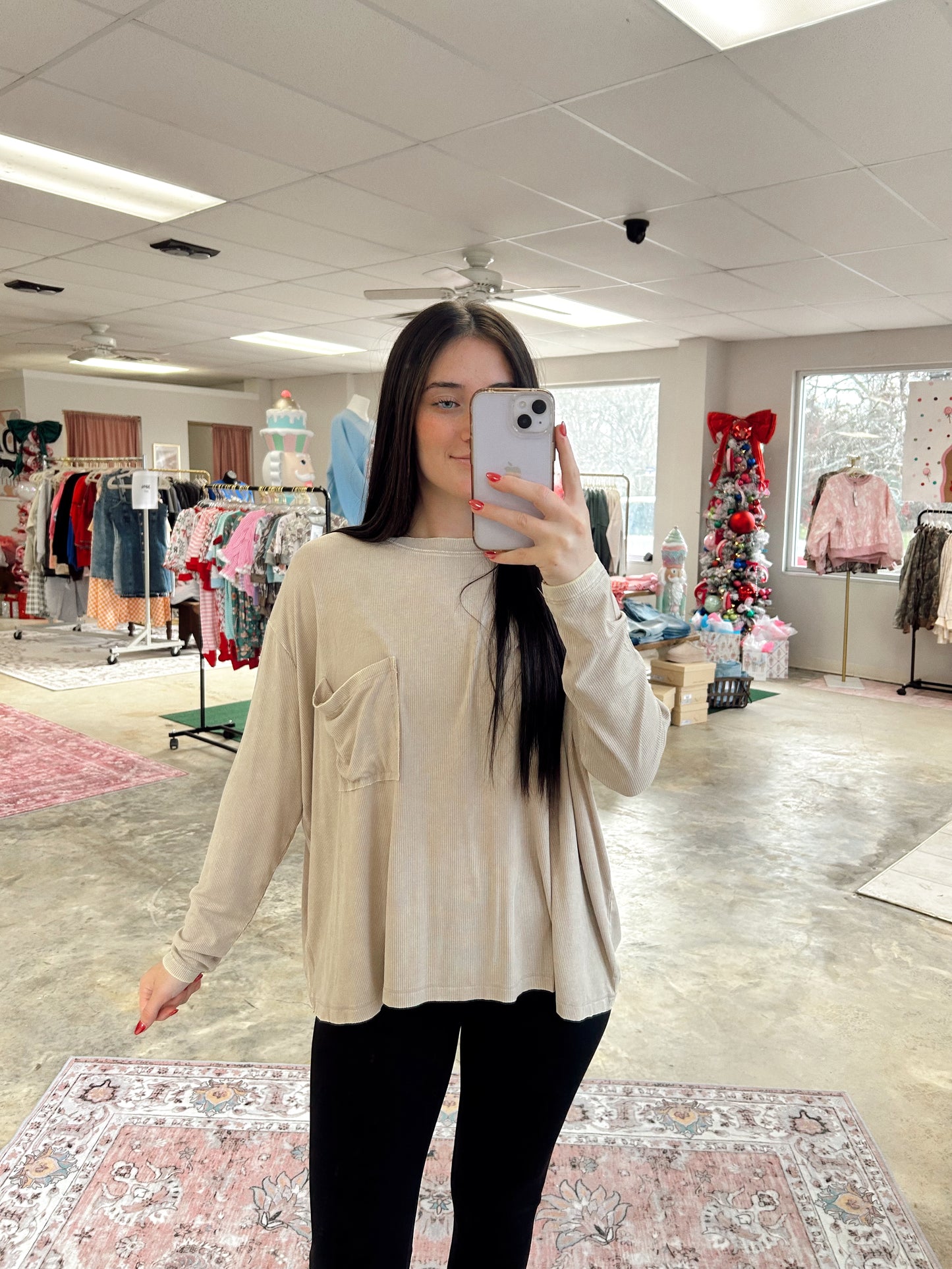 Washed Dolman Top With Pocket