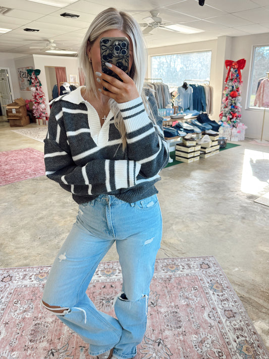 Collared Charcoal Sweater