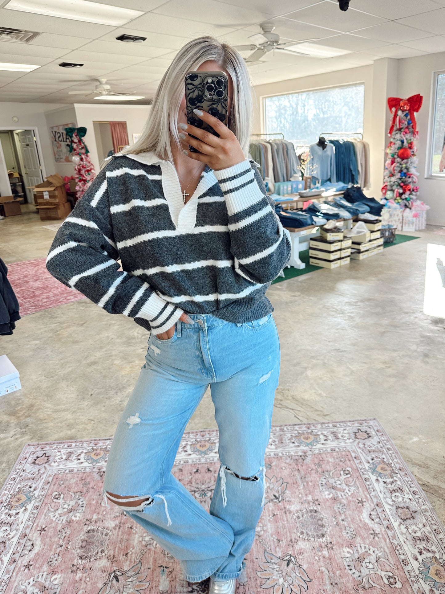 Collared Charcoal Sweater