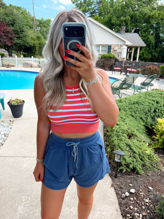 Seamless Ribbed Striped Racerback