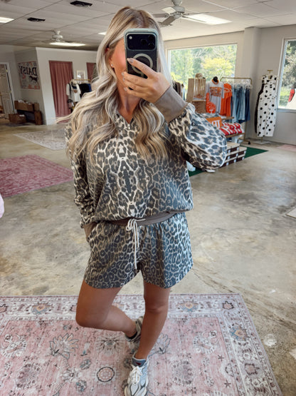 Leopard Half Zip Set
