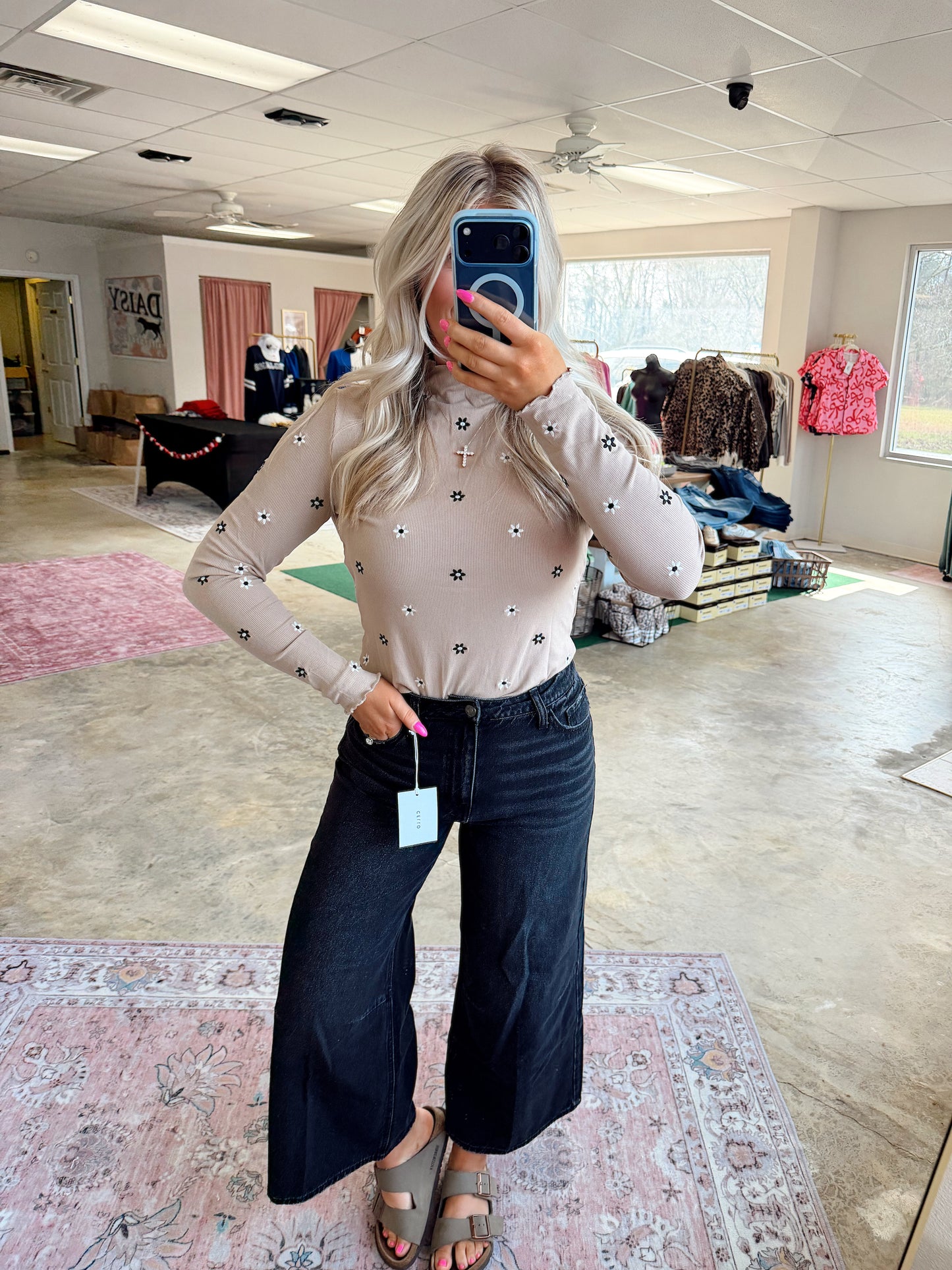 Daisy Drift Floral Embroidered Top
