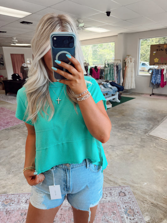 Plus Aqua Waffle Top