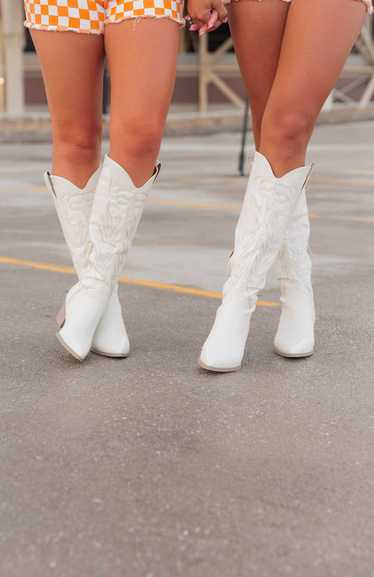 Knee High White Boots
