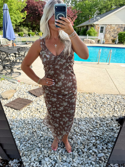 Cocoa Bloom Midi Dress