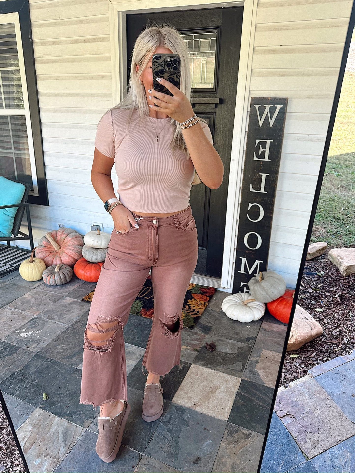 90'S VINTAGE SUPER HIGH RISE CROP FLARE JEANS