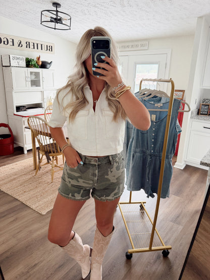 Open Range V-Neck Denim Top