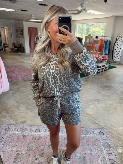 Leopard Half Zip Set
