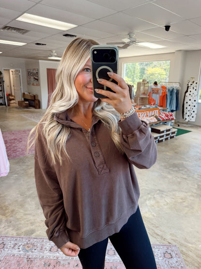 Mineral Wash Button Front Sweatshirt