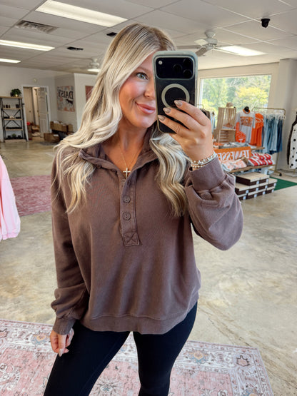 Mineral Wash Button Front Sweatshirt