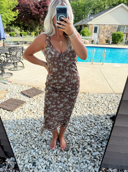 Cocoa Bloom Midi Dress