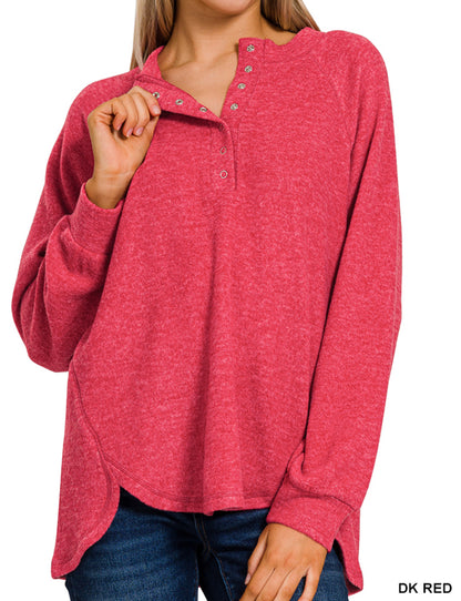 Fleece Henley Button Sweater