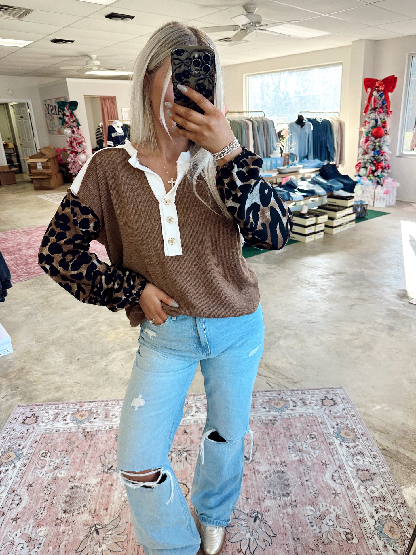 Color Block Cheetah Top