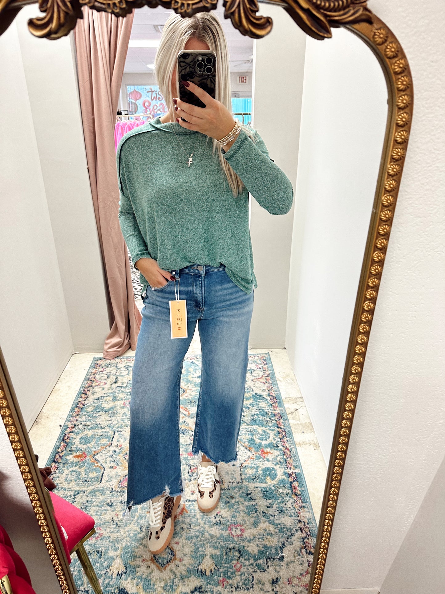 High Rise Crop Wide Leg Jeans