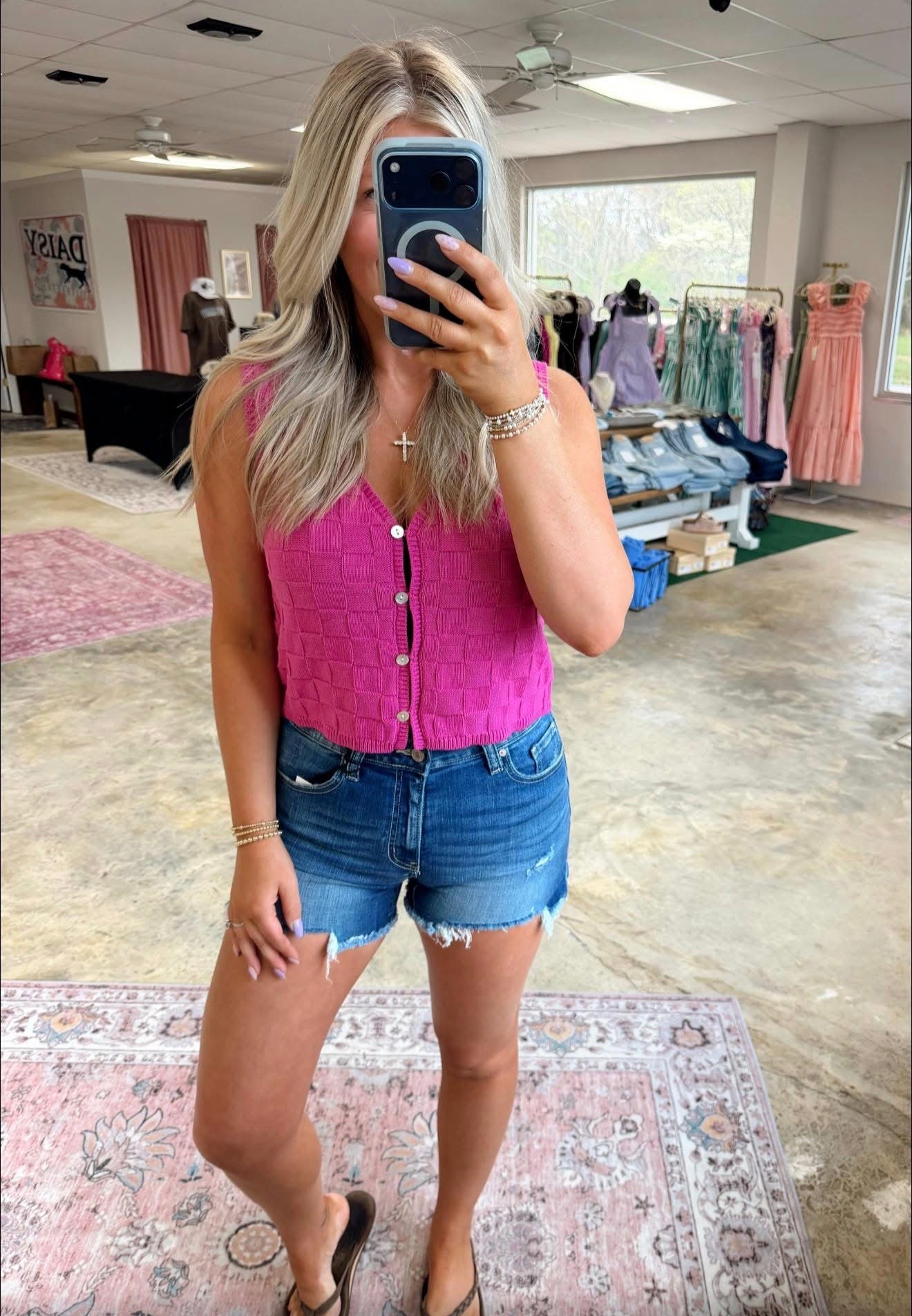 Basket Weave V-Neck Sleeveless Vest