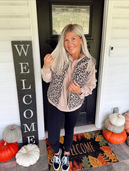 Leopard Print Puffer Vest