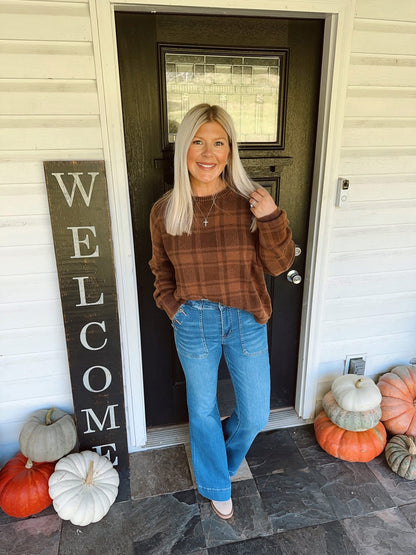 Brown Plaid Sweater