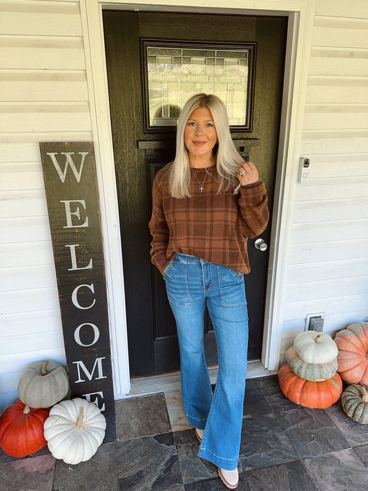 Brown Plaid Sweater