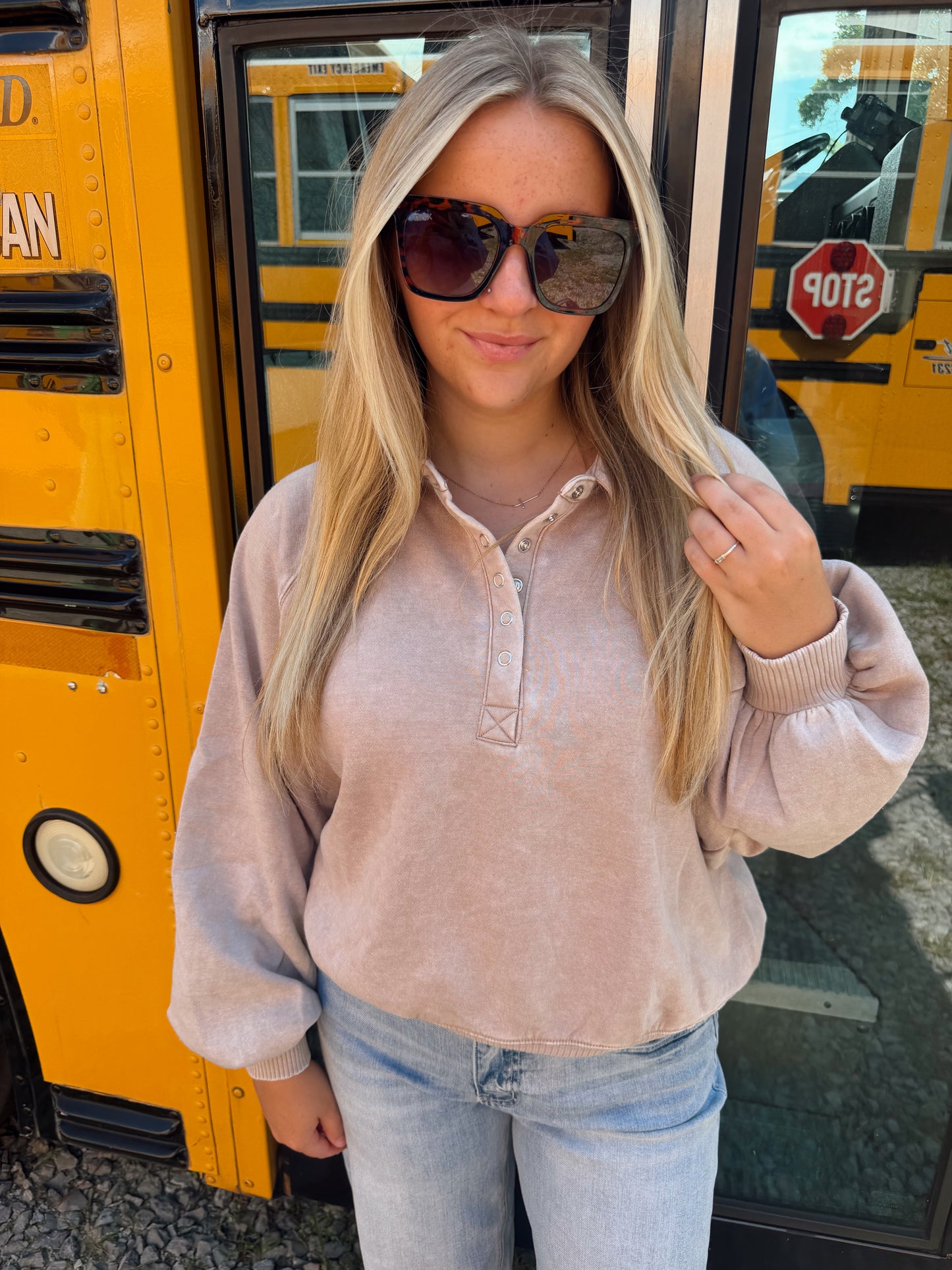 Ash Mocha Button Up Pullover