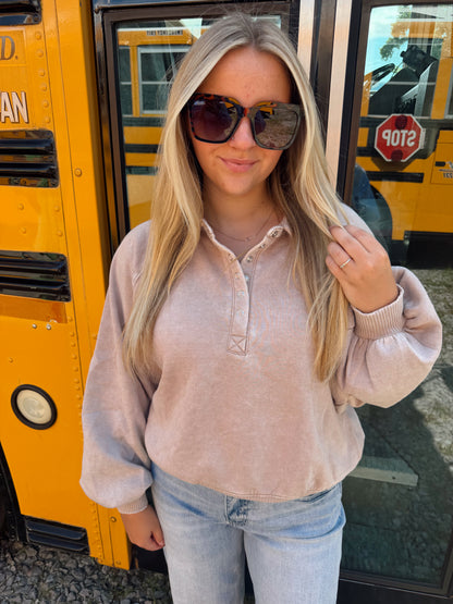 Ash Mocha Button Up Pullover