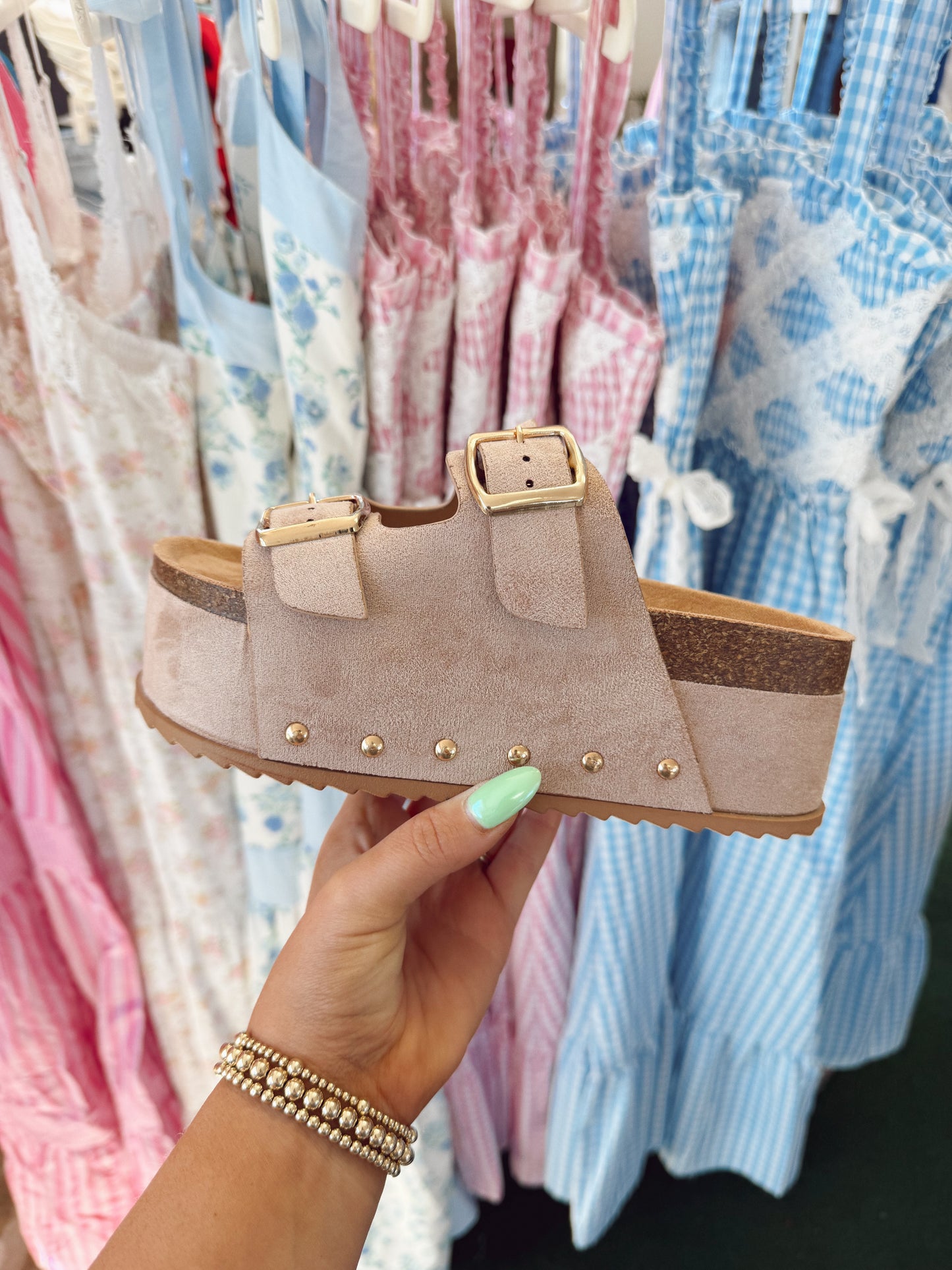Platform Studded Buckle Arizona Sandal