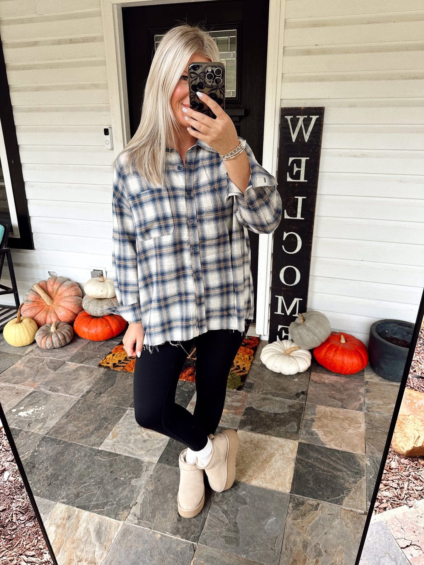 Blue Plaid Button-Up