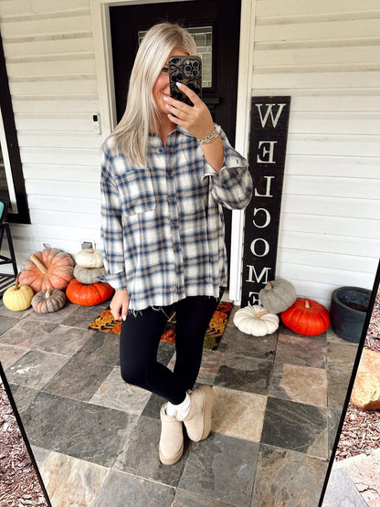 Blue Plaid Button-Up