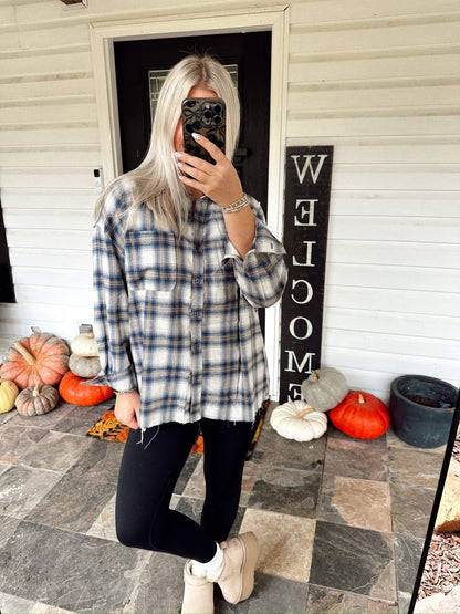 Blue Plaid Button-Up